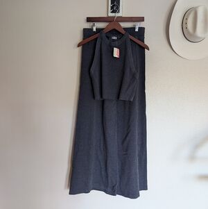 Free People Movement Go To Set Black Size XLarge New Cropped Wide Leg Ribbed Set
